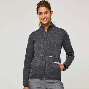 Wear Figs - On-Shift Sweater Knit Jacket - Heathered Dark Charcoal - Medium